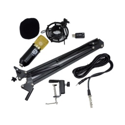 Kit De Microfono De Estudio Condensador Usb Negro G-1041-Kiy