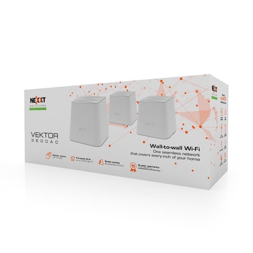 Sistema Wi-Fi Mesh Nexxt Vektor 3600Ac (Pack-3 Unidades)